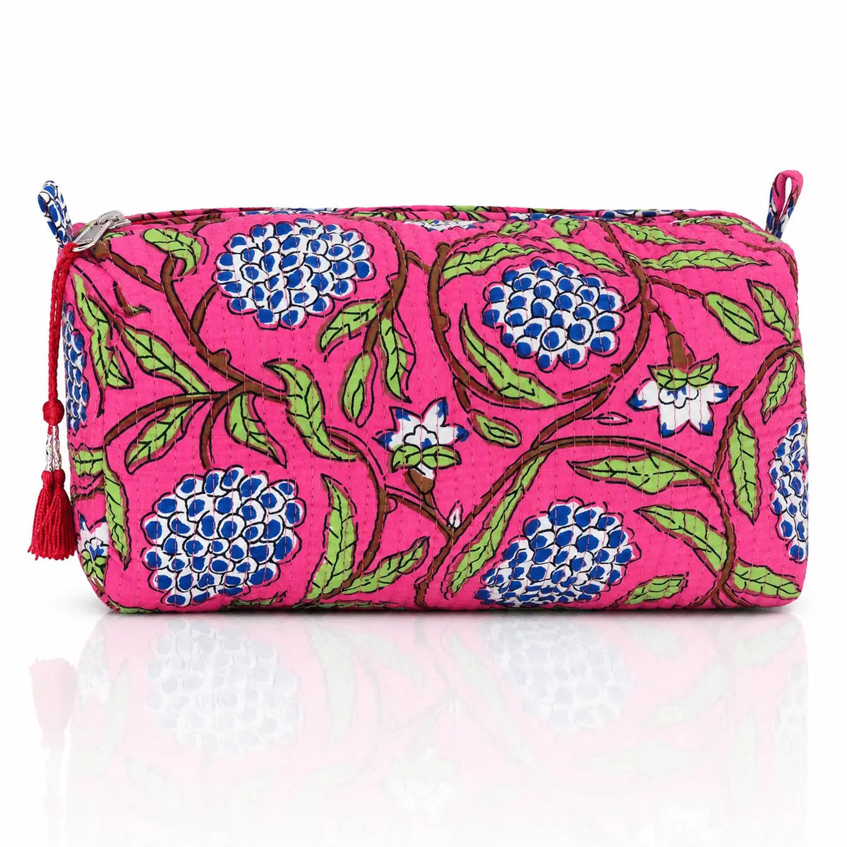 Pink Block-Printed Pouch Set