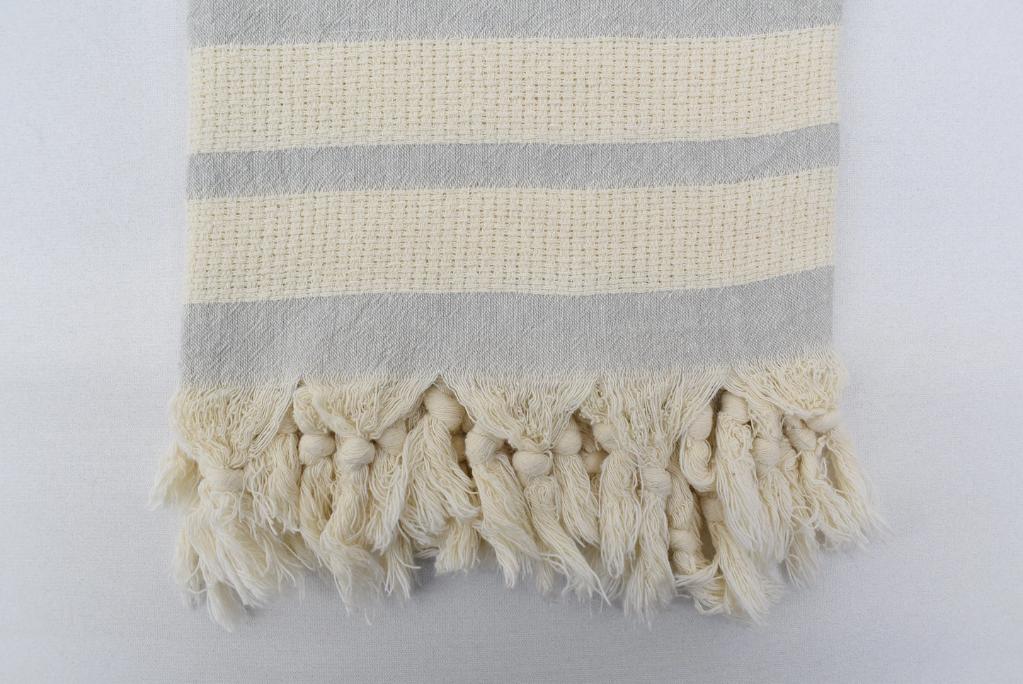 Grey and White Organic Peshtemal Turkish Bath Towel
