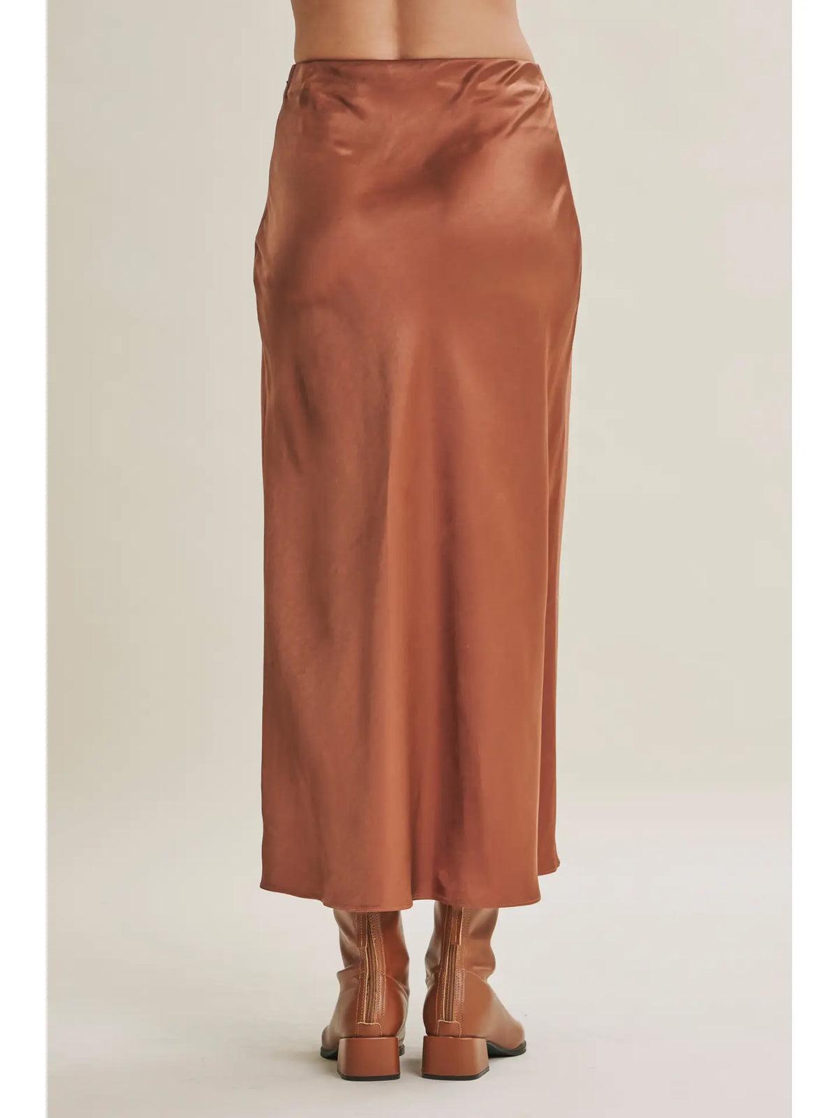 Deep Bronze Satin maxi Skirt