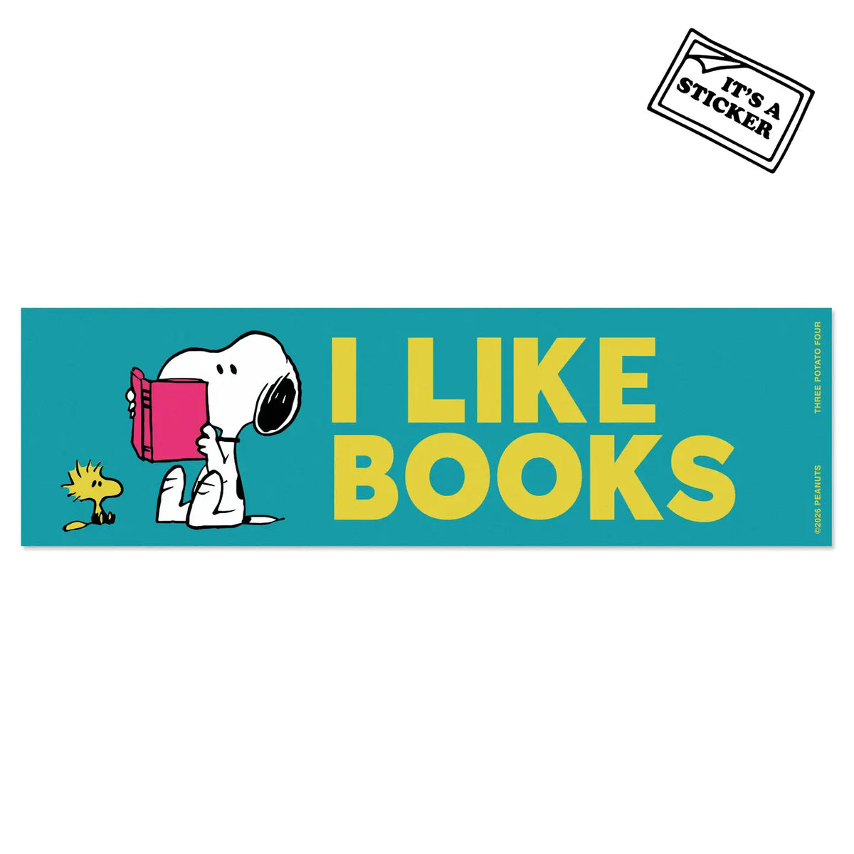 Snoopy I Like Books Mini Bumper Sticker