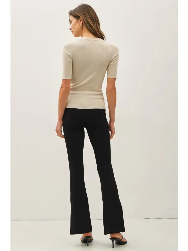 Half Sleeve Rib Knit Top