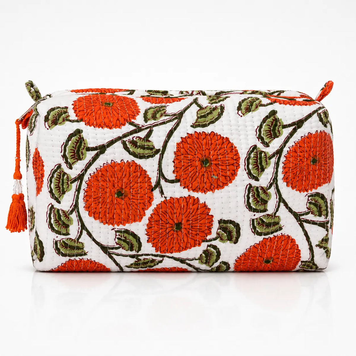 Red Block-Printed Pouch Set