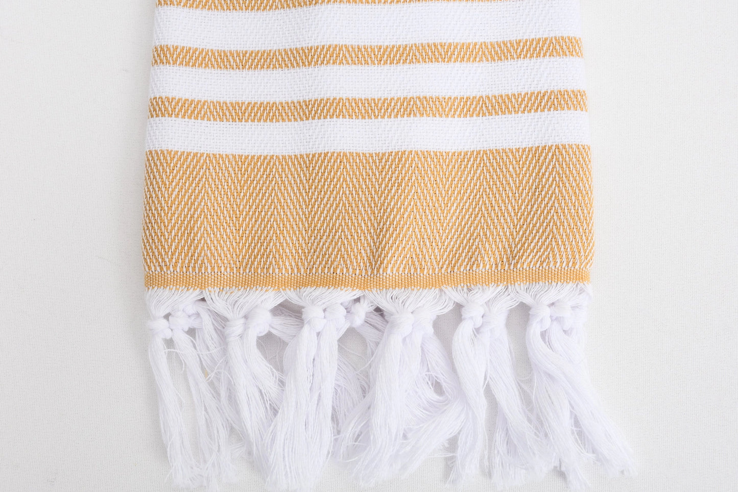 White and Gold Striped Turkish Hand Towel
