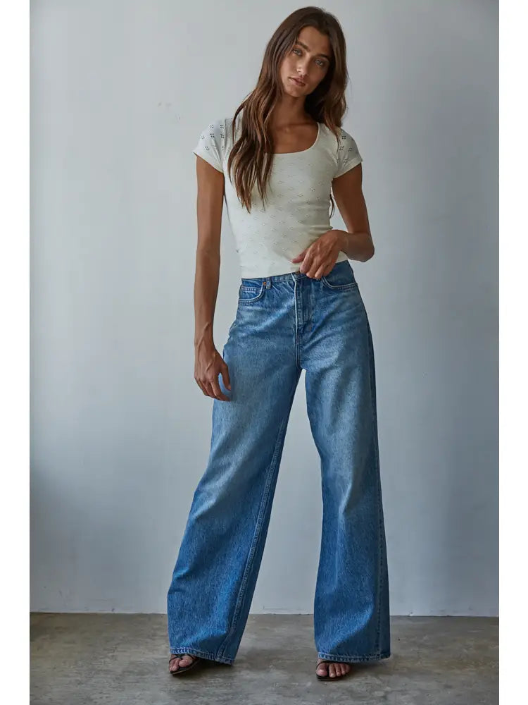 Eyelet Short Sleeve Top