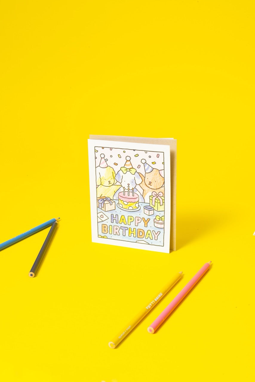 Happy Birthday Cake Diy Coloring Card