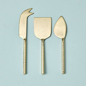 Gold Etched Cheese Knife Set