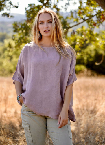 Dusty Pink Everly Linen Blouse