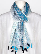 Load image into Gallery viewer, Blue Anouk Tassel Cotton Scarf