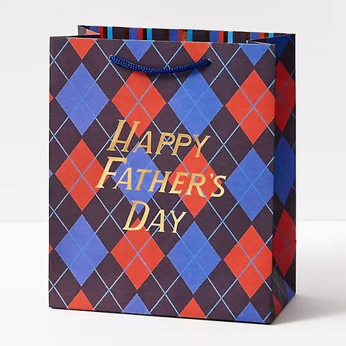 Happy Father's Day Argyle Gift Bag