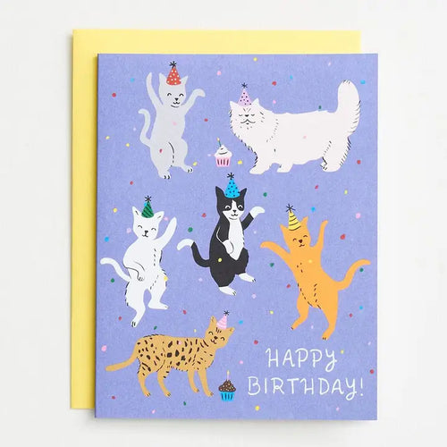 Cat Party Happy Birthday Card