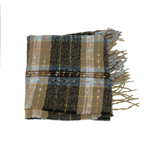 Coffee Cozy Madras Fringe Scarf
