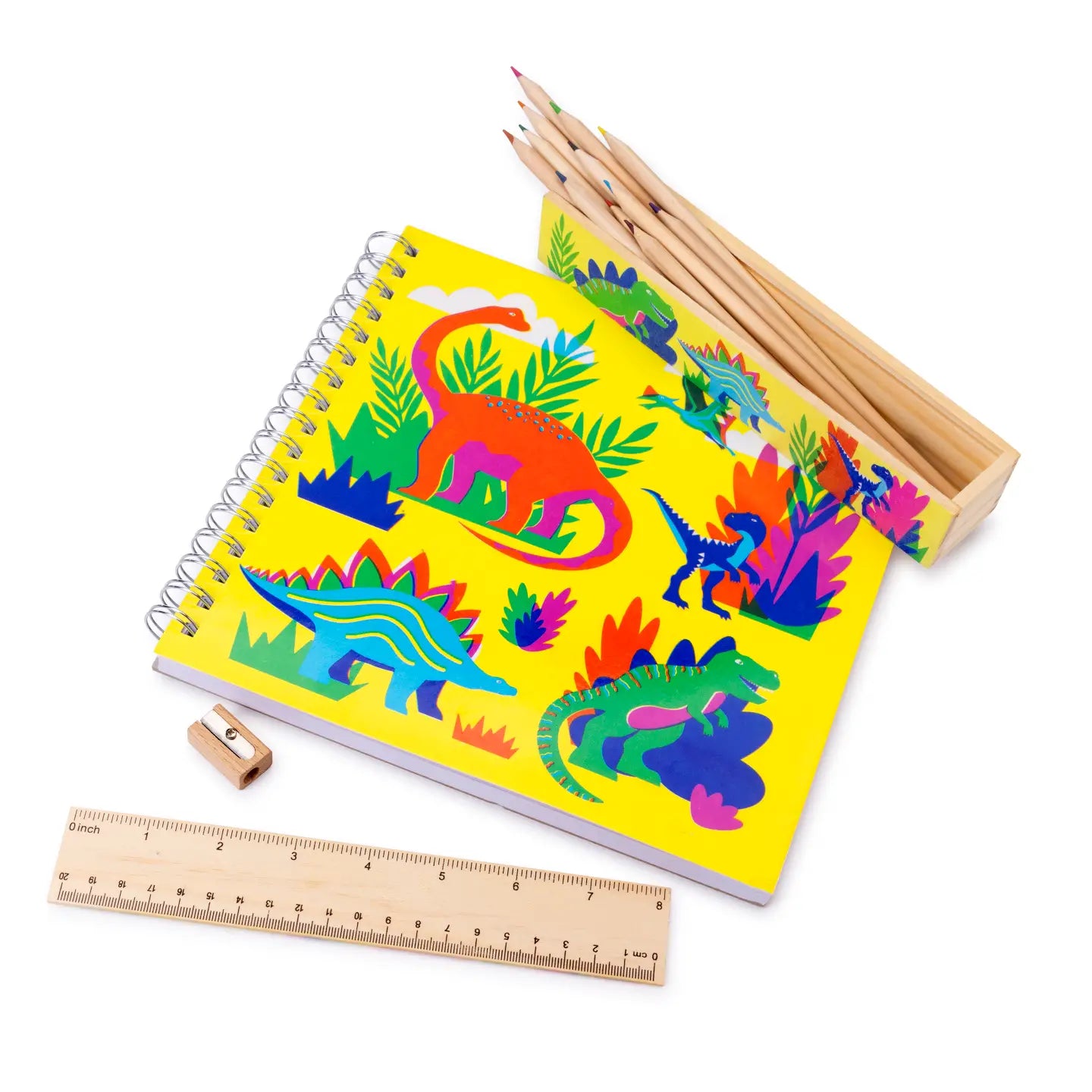 Dino Days Wooden Colored Pencil Box