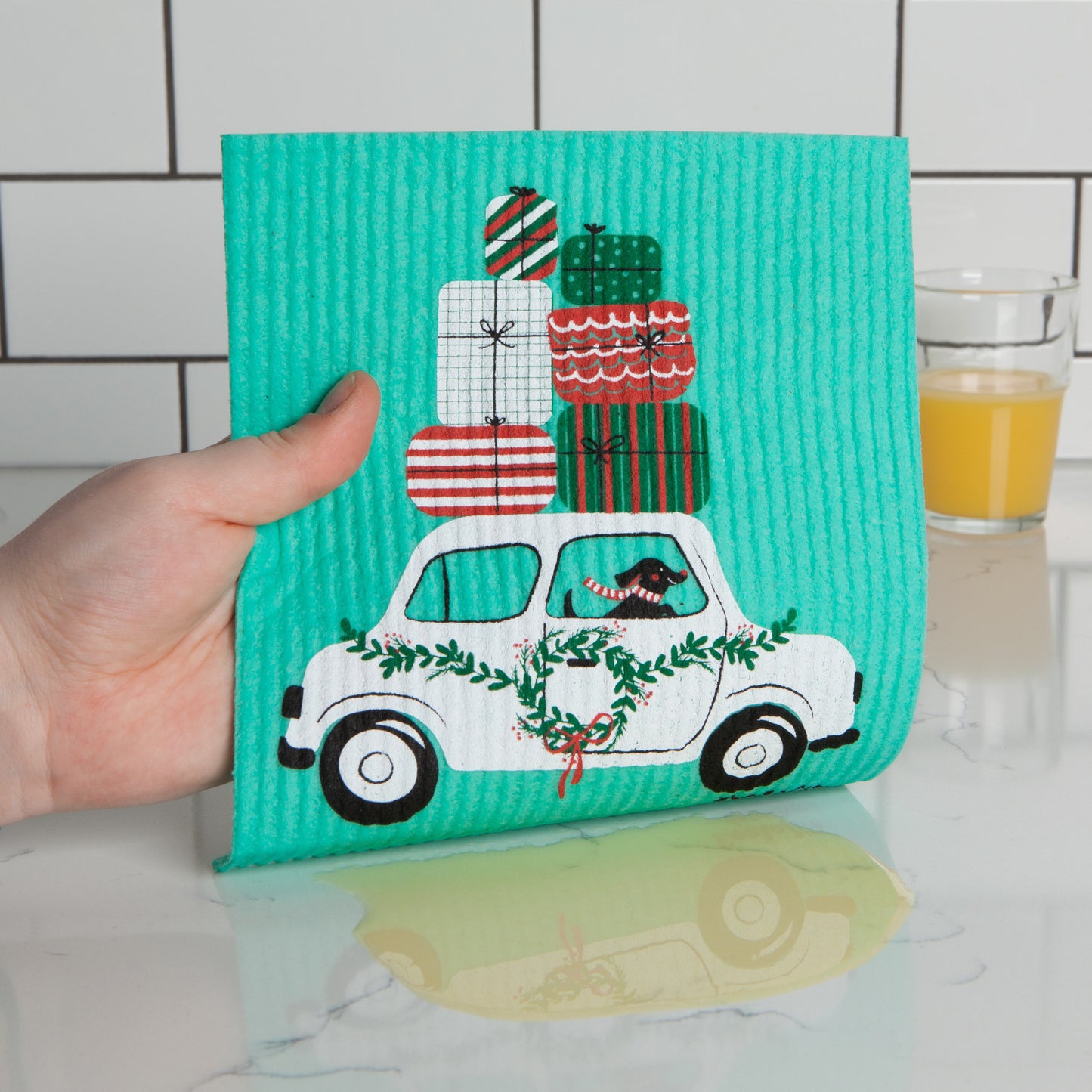 Dog Winter Wheels Swedish Dishcloth