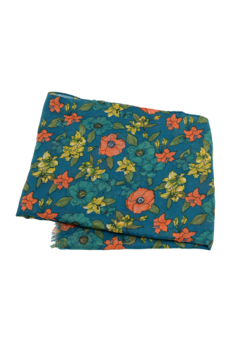 Teal Poppy Field Scarf