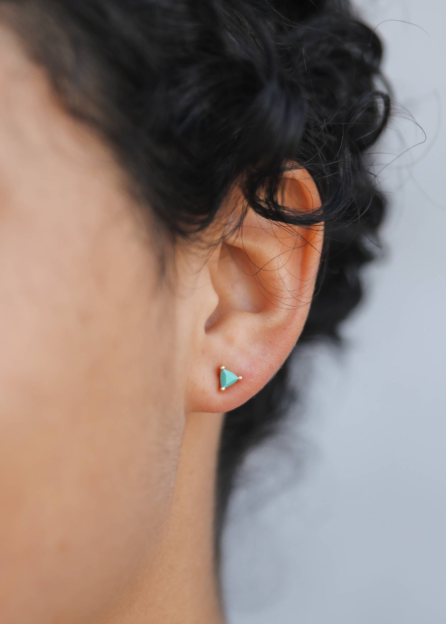 Mini Energy Point Turquoise Gold Earrings - Ali's Wagon