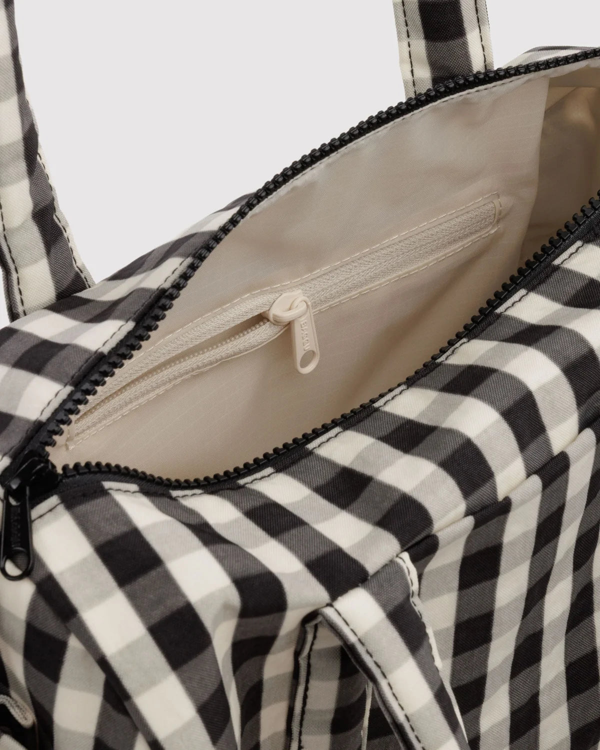 Black & Cream Gingham Nylon Duffle Bag