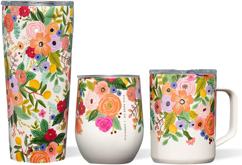 Garden Party Cream Rifle Corkcicle Tumbler