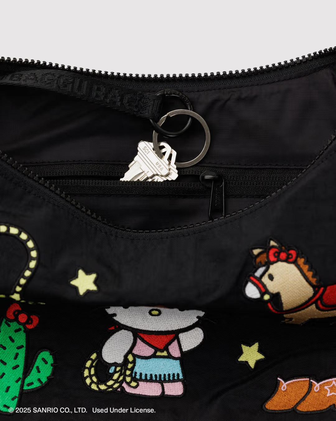 Embroidered Hello Kitty Western Medium Crescent Baggu