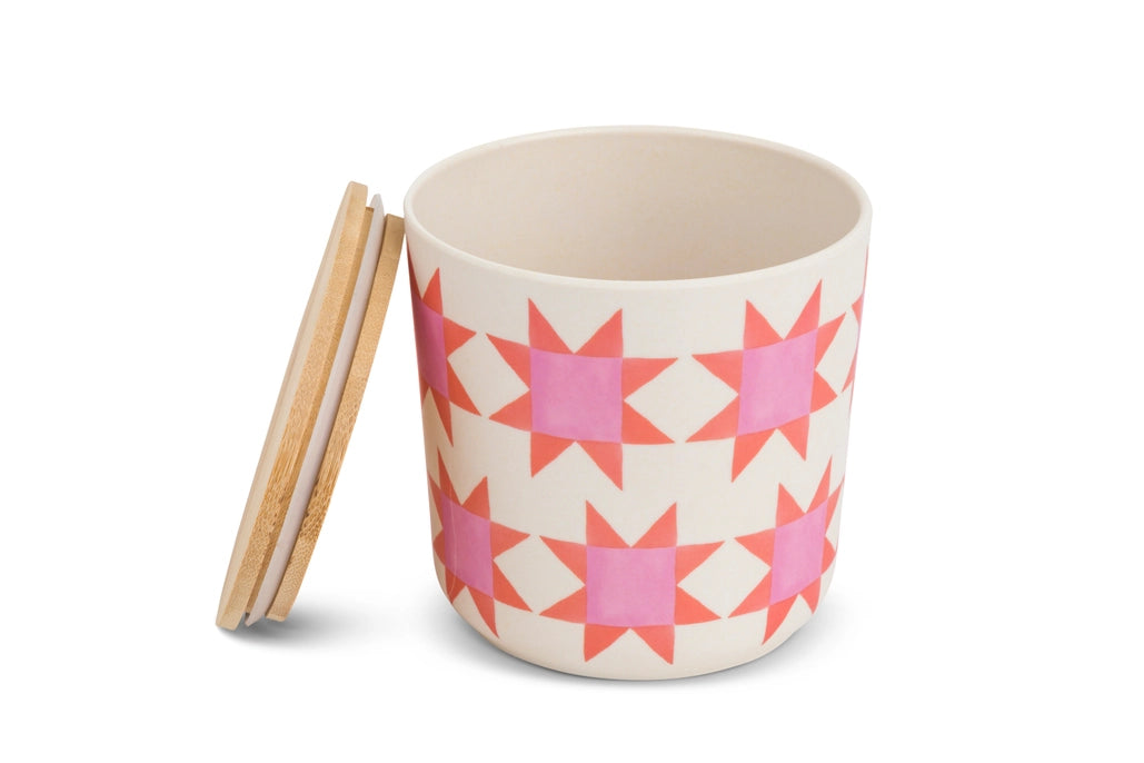 Pink Quilt Bamboo Canister
