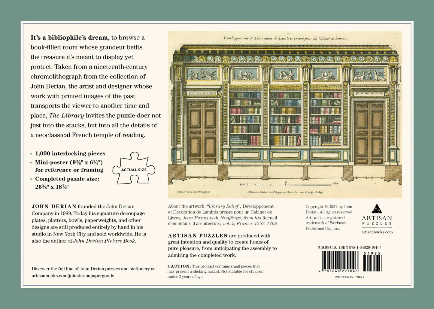 John Derian Paper Goods: The Library 1000-Piece Puzzle