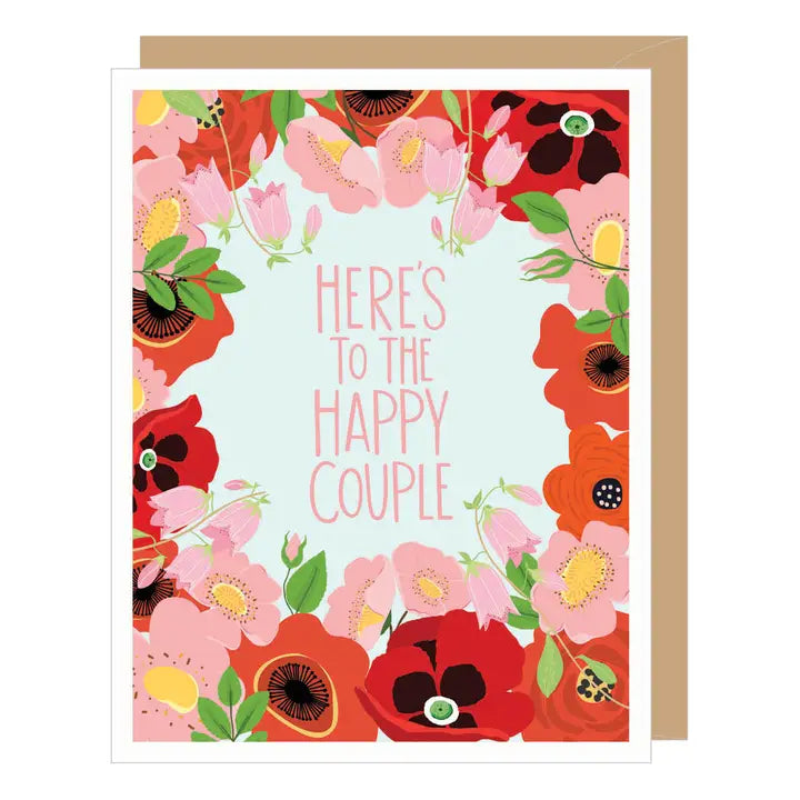 Happy Couple Floral Wedding/Engagement Card - Ali's Wagon