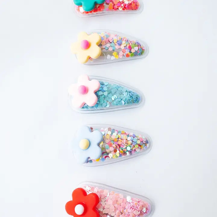 Flower Confetti Shaker Hair Clips