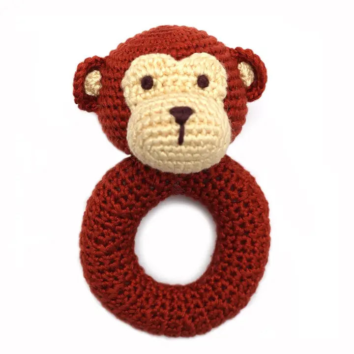 Monkey Ring Crocheted Teething Rattle