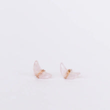 Load image into Gallery viewer, Wire Wrapped Moon Rose Quartz  Stud Earrings