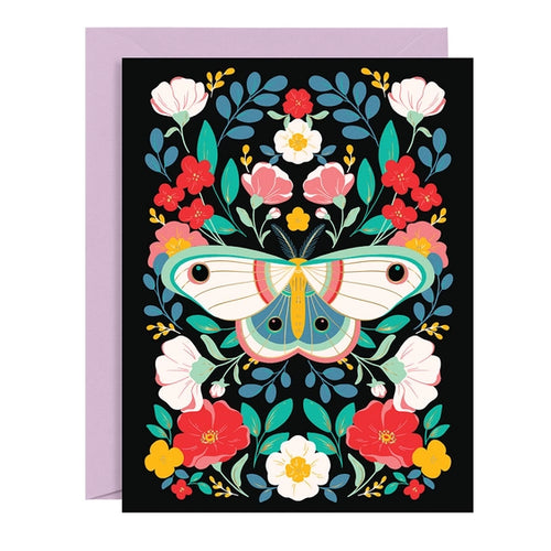 Moth & Flowers Blank Boxed Notecards