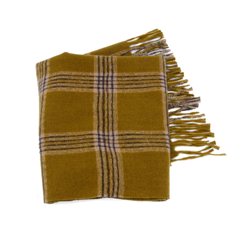 Mustard Soft Plaid Fringe Scarf - Ali's Wagon