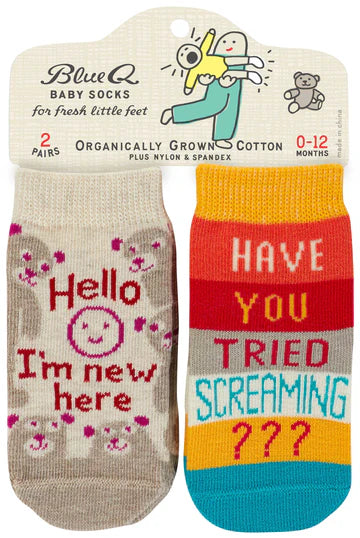 I'm New/Have You Tried Screaming? Baby Socks - Ali's Wagon