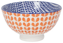 Load image into Gallery viewer, Orange Blossoms &amp; Blue Stamped Bowl
