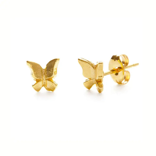 Gold Papillon Stud Earrings