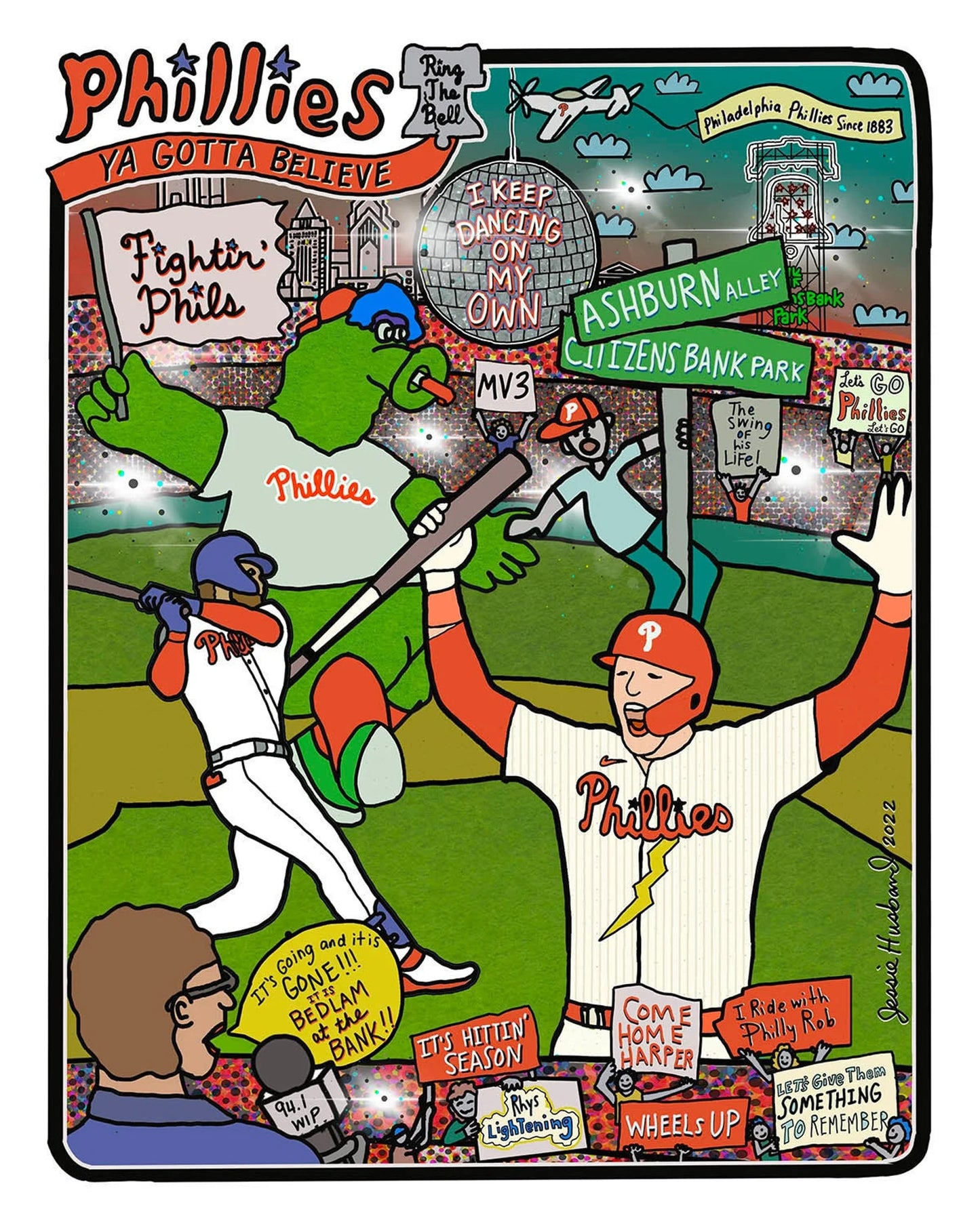 Phillies, They Keep Dancing On Their Own Print - Ali's Wagon