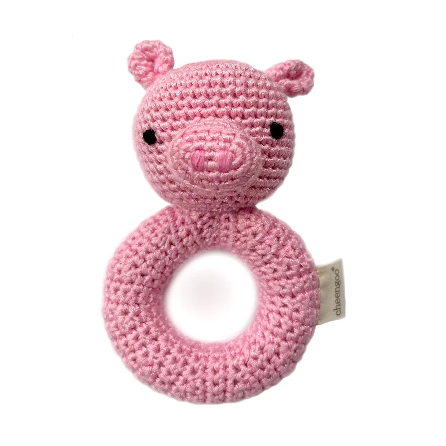 Pig Ring Crocheted Teething Rattle