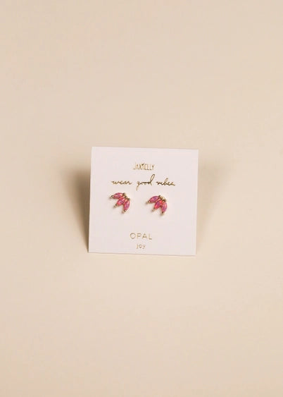 Pink Opal Crown Stud Earrings - Ali's Wagon