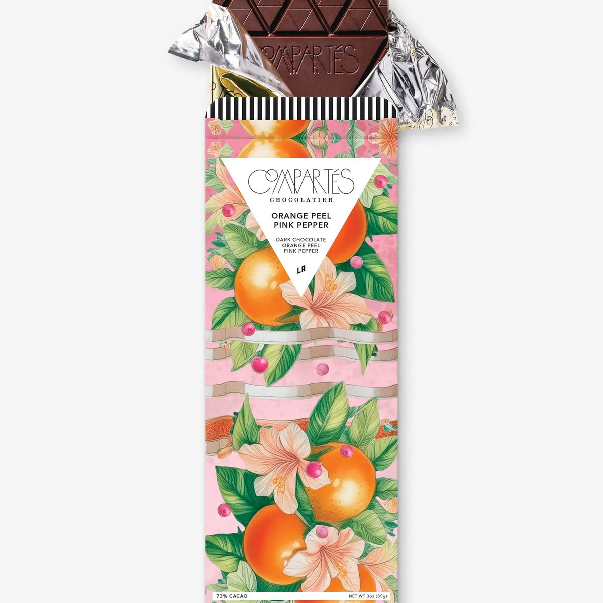 Orange Peel Pink Pepper Dark Chocolate Bar