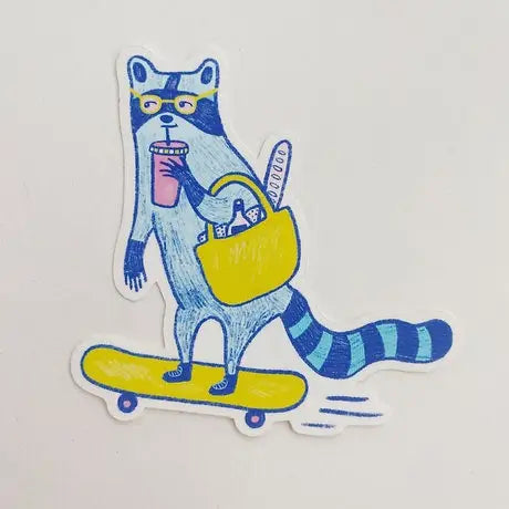 Skater Raccoon Sticker