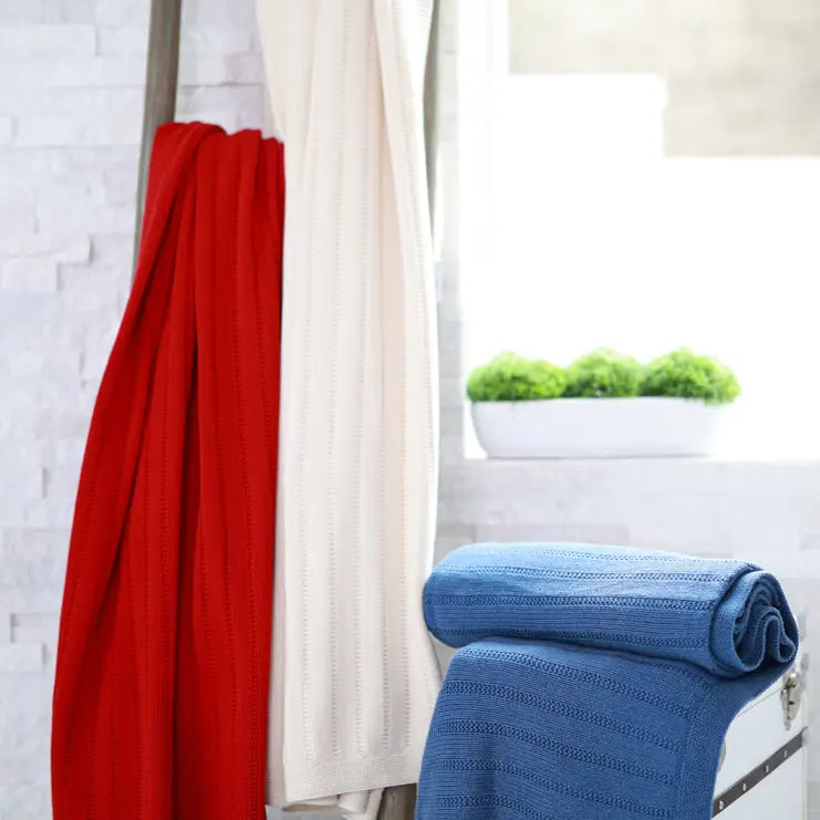 Sarah Knit Throw - Blue