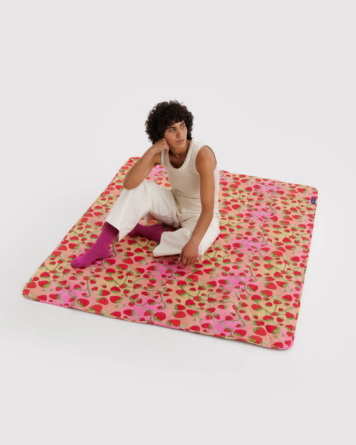 Strawberry Blossom Baggu Puffy Picnic Blanket