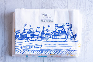 Boathouse Row Tea Towel by Girls Can Tell at local Fairmount shop Ali's Wagon in Philadelphia, Pennsylvania