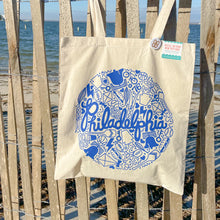 Load image into Gallery viewer, Blue Philadelphia Icons Tote Bag