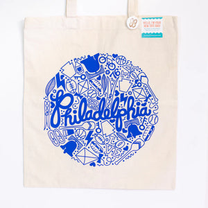 Blue Philadelphia Icons Tote Bag