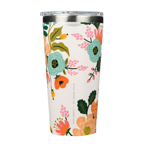 Cream Lively Floral Rifle Paper Corkcicle Tumbler