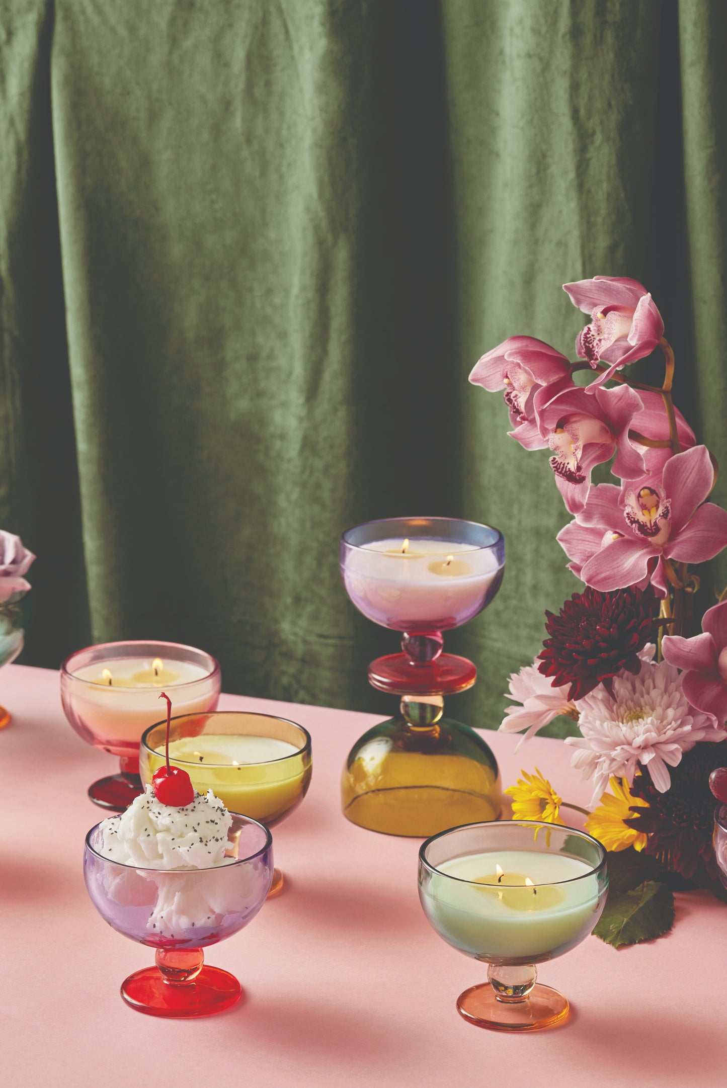 Saffron Rose Aura Glass Goblet Candle