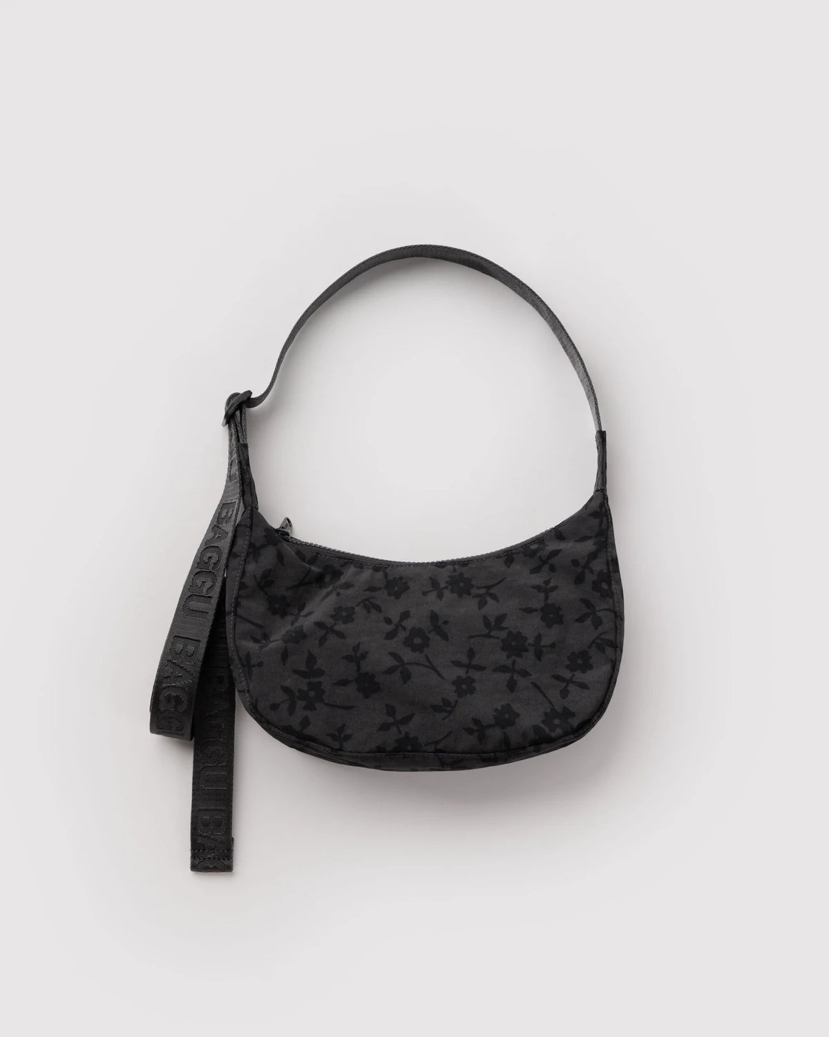 Charcoal Ditsy Floral Small Crescent Baggu