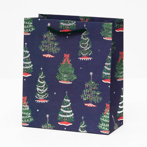 Tinsel Tree & Navy Holiday Gift Bag