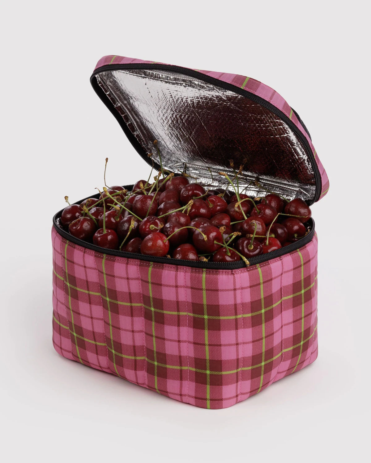 Azalea Pink Tartan Puffy Lunch Bag