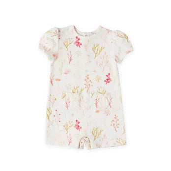 Short Sleeve Puff Romper - Sea Bloom