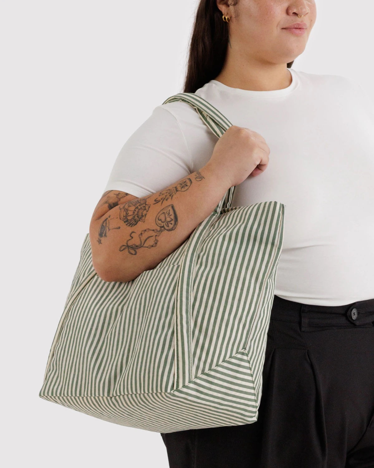 Sage Stripe Cloud Bag